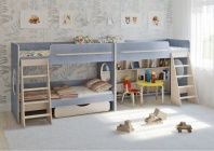 Трехъярусная кровать Легенда 25.3 х  Венге светлый-светлый голубой