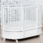 Кровать детская овальная с маятником "EVA" декор Арабески, белый