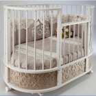 Кровать детская овальная с маятником "EVA" декор Арабески, капучино/белый